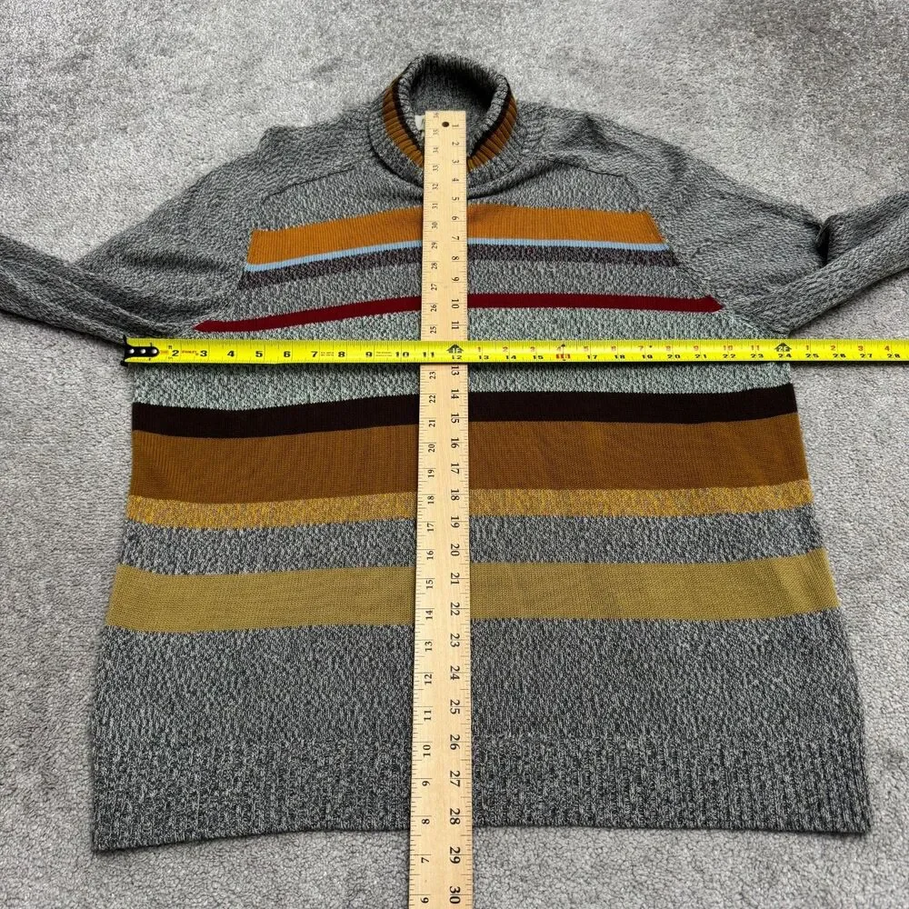 Vintage 90s J.Crew Cotton Striped Turtleneck Knit Pullover Sweater Mens XL Grey